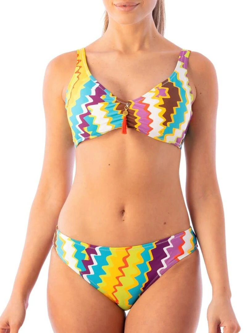 Bas de maillot de bain échancré Camila Multicolore
