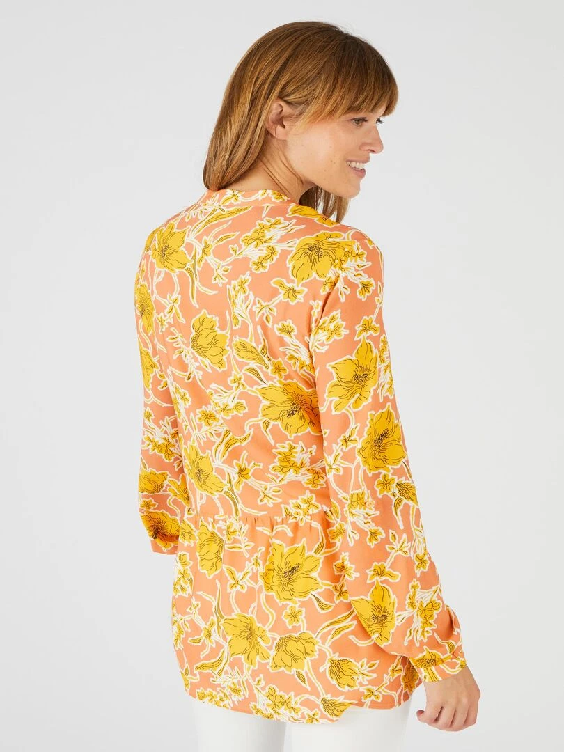 Tunique base volantée fleurie   Damart   Orange