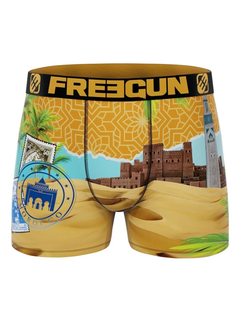 Lot de 4 boxers homme en polyester recyclé Landscape Freegun   Bleu