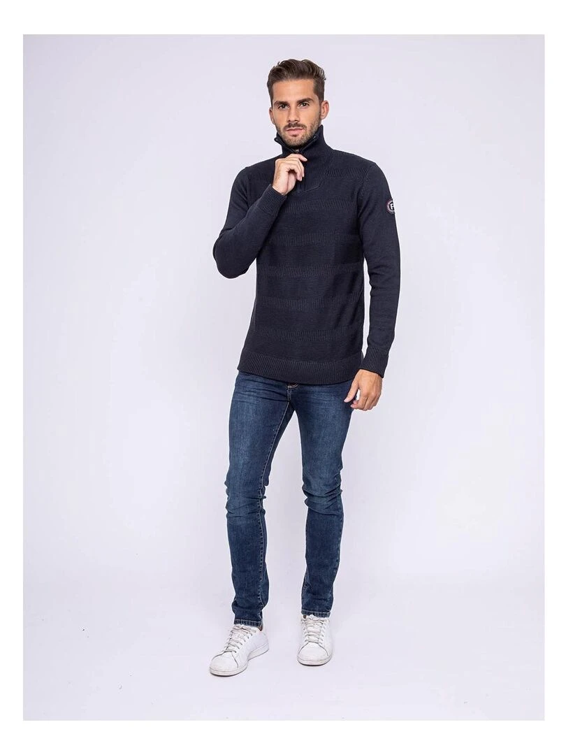 Pull col montant zippé LULU   Bleu marine
