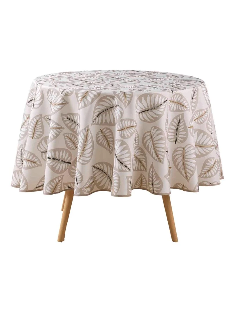 Nappe ronde Feuilles alma Beige