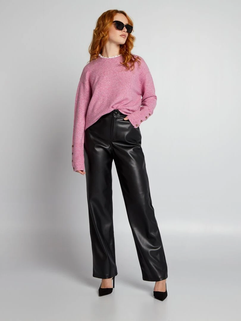 Pull en maille avec col brodé Rose