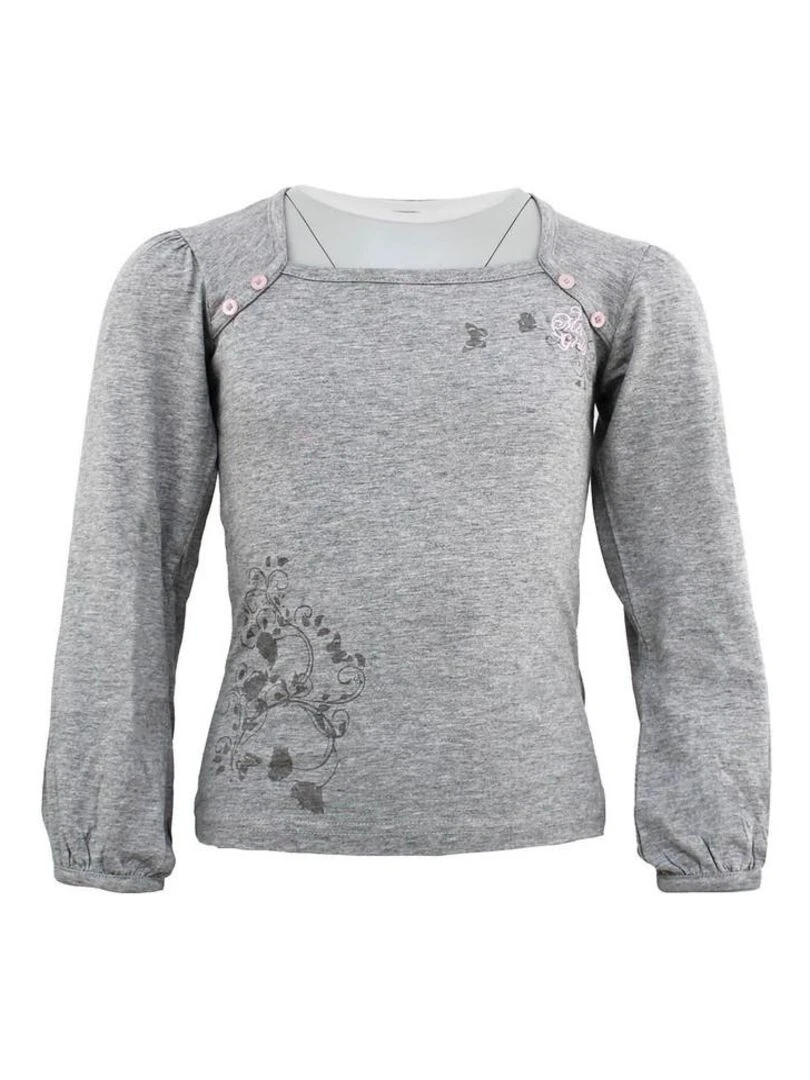T shirt manches longues fille FURYLON MISS GIRLY Gris