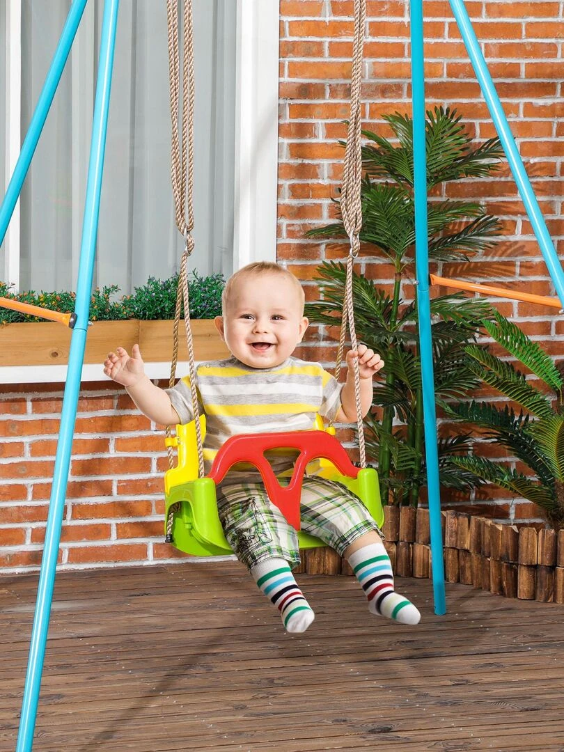 Balançoire siège 3 en 1 évolutif réglable enfant   Vert