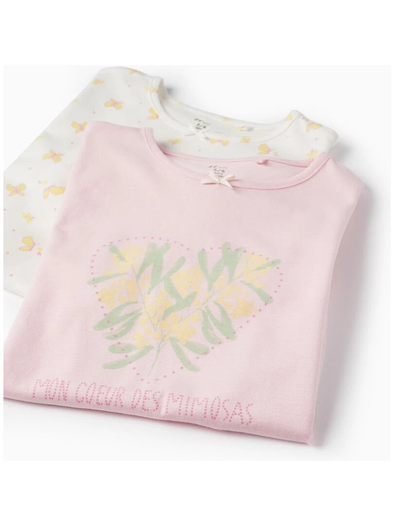 Pack 2 Pyjamas à Manches Longues pour Fille manches longues BOUQUETS DES MIMOSAS Multicolore