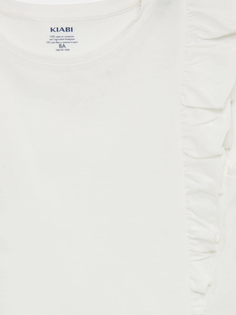 T shirt en jersey avec volants blanc