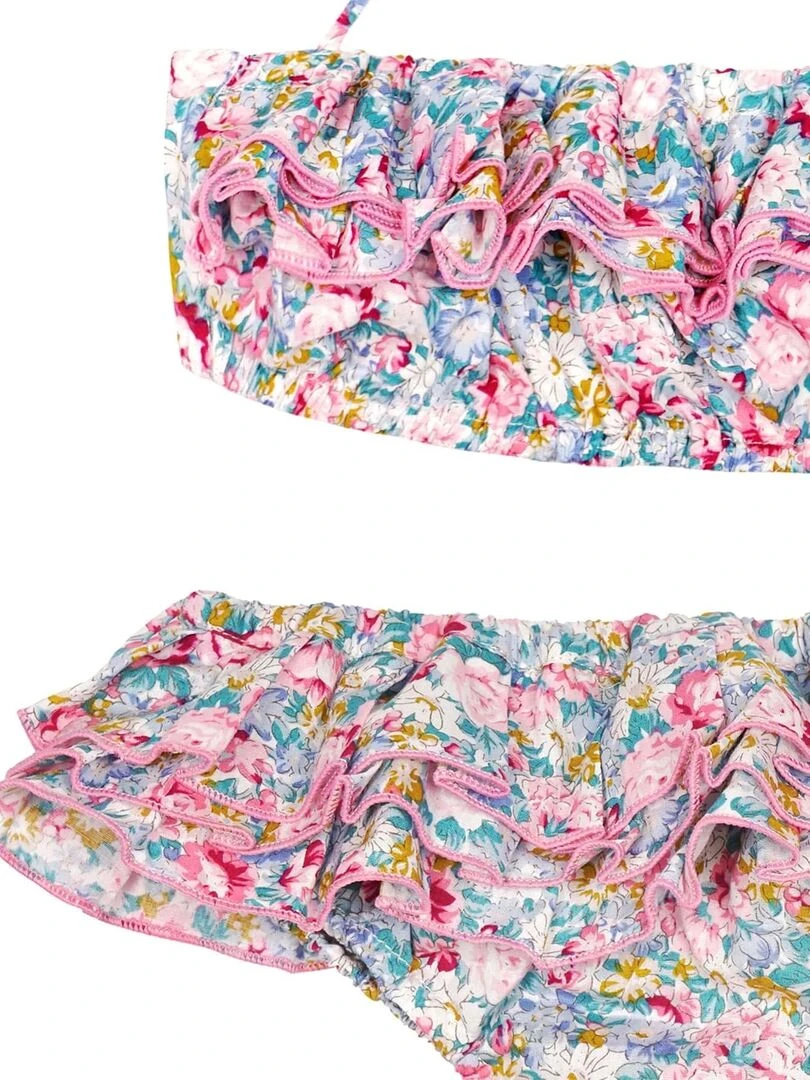 Maillot de Bain 2 pièces Fille  Volants Liberty Rose Bleu  SWAN   'LA FAUTE A VOLTAIRE'   Bleu Rose clair Bleu