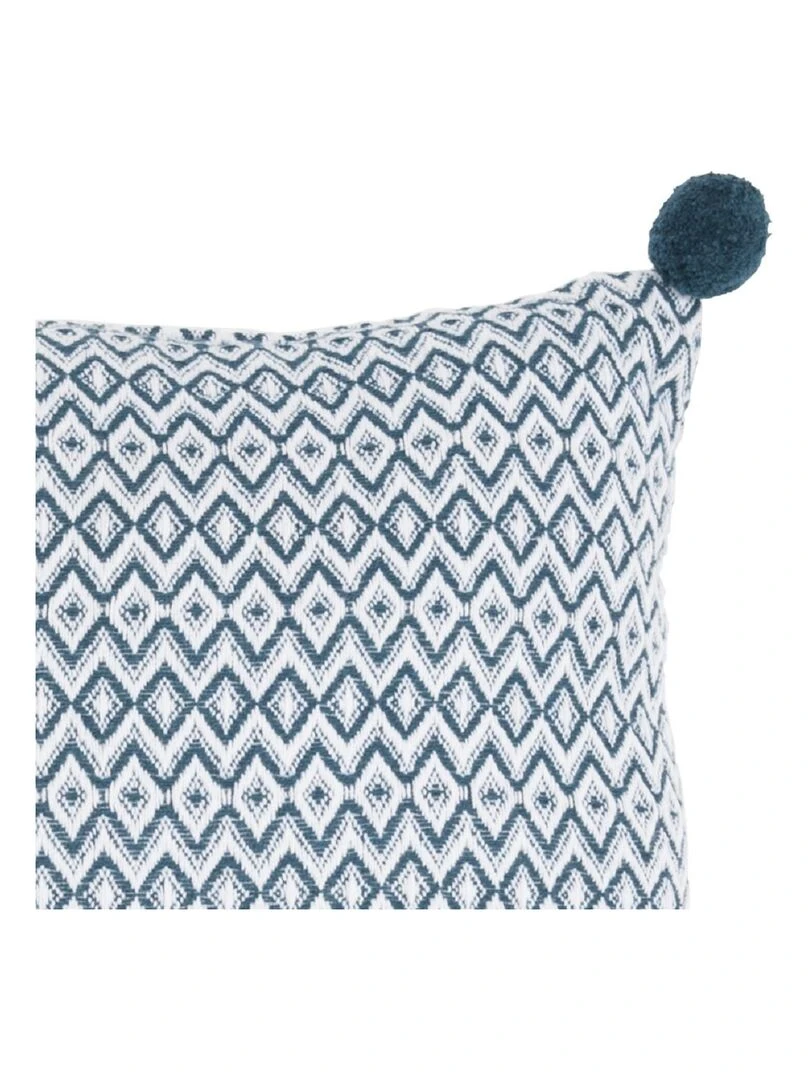 Future Home Coussin polycoton bleu avec pompons 40x40cm Bleu