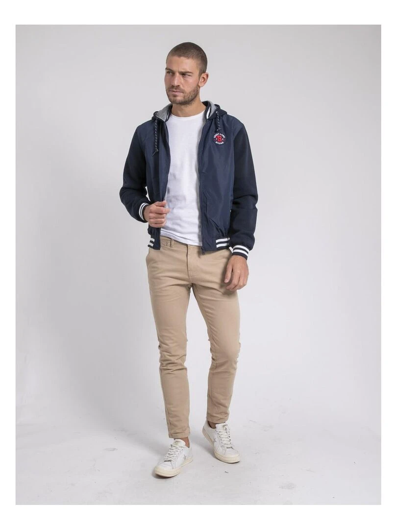 Blouson bimatière capuche ZOUX   Bleu marine