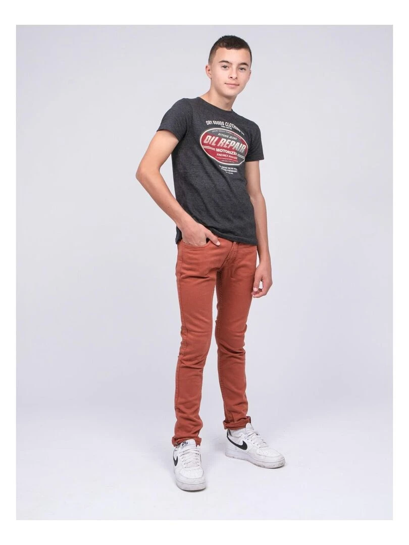 Pantalon 5 poches VAAS J   Rouge brique