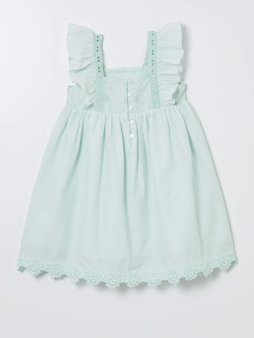 Robe volantée avec broderies   bleu