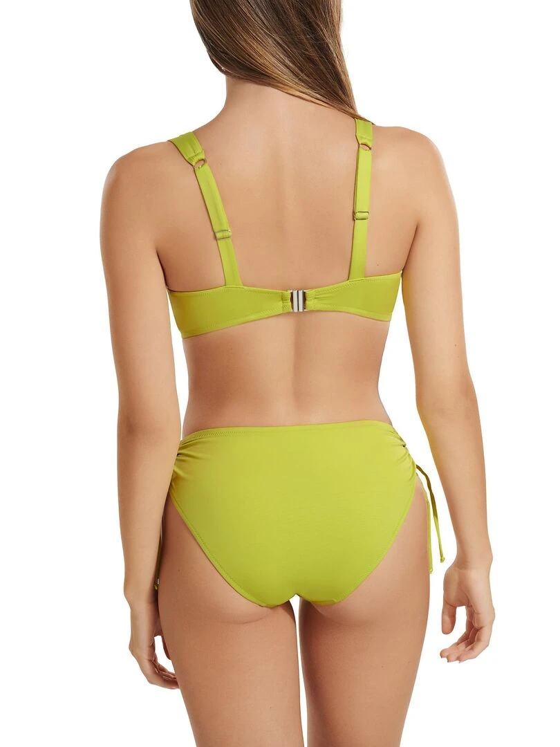 Bas maillot slip de bain taille haute côtés réglables Palma   Vert
