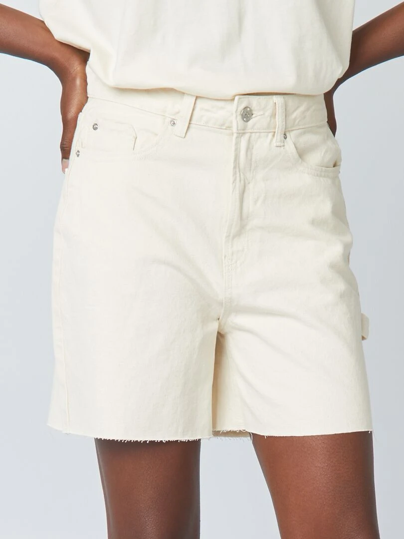 Short mi cuisse en coton   Beige
