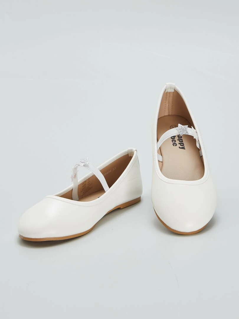 Ballerines avec élastique et étoile   Blanc