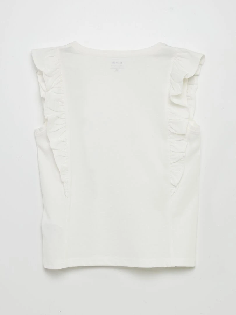 T shirt en jersey avec volants   blanc