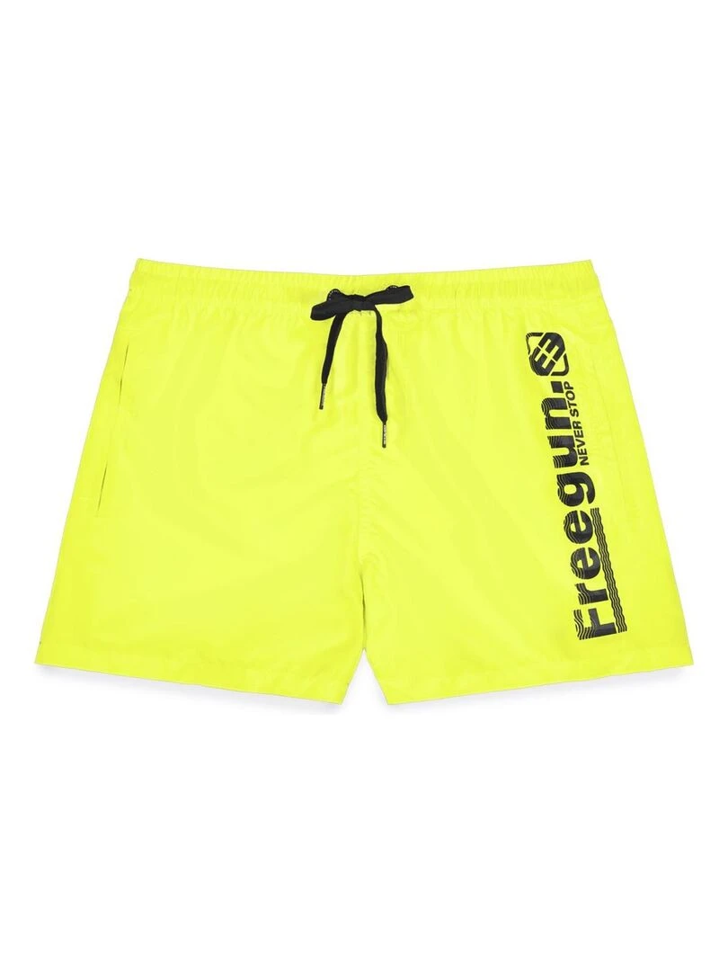 Boardshort court homme ceinture tout élastiquée Freegun Jaune