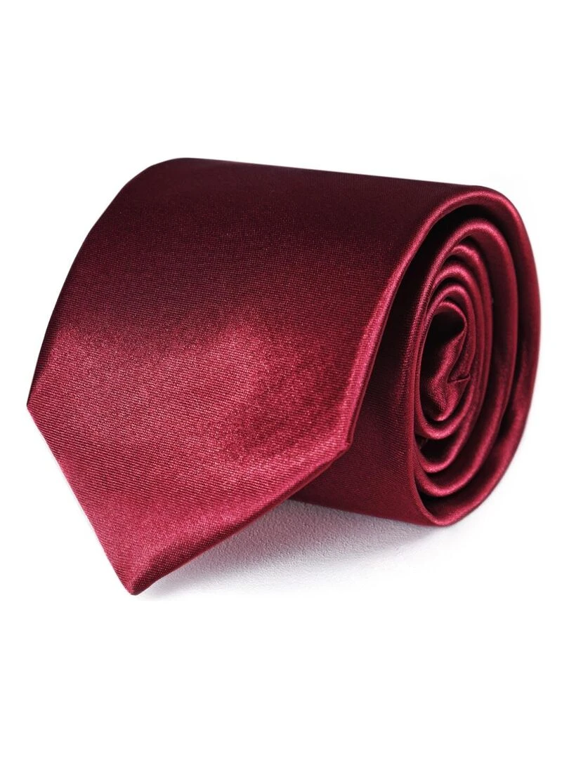 Cravate Satin Unie Fabriqué en Europe Bordeaux