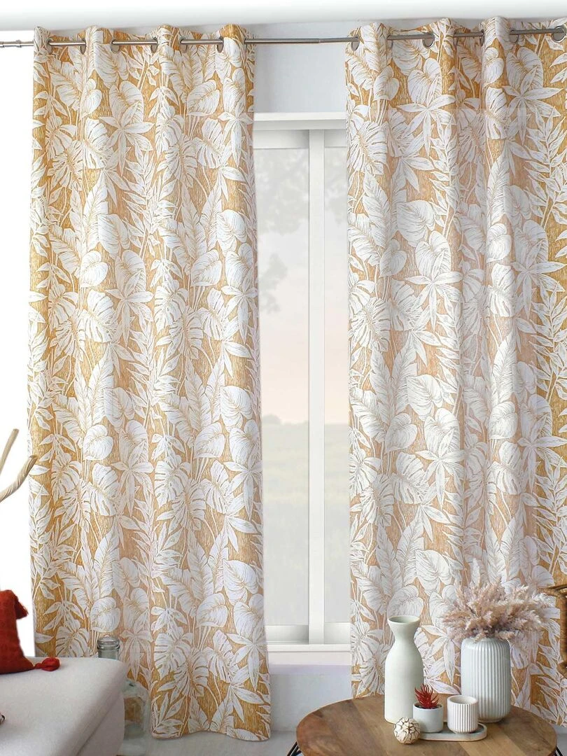 Rideau tamisant au style exotique Jaune moutarde