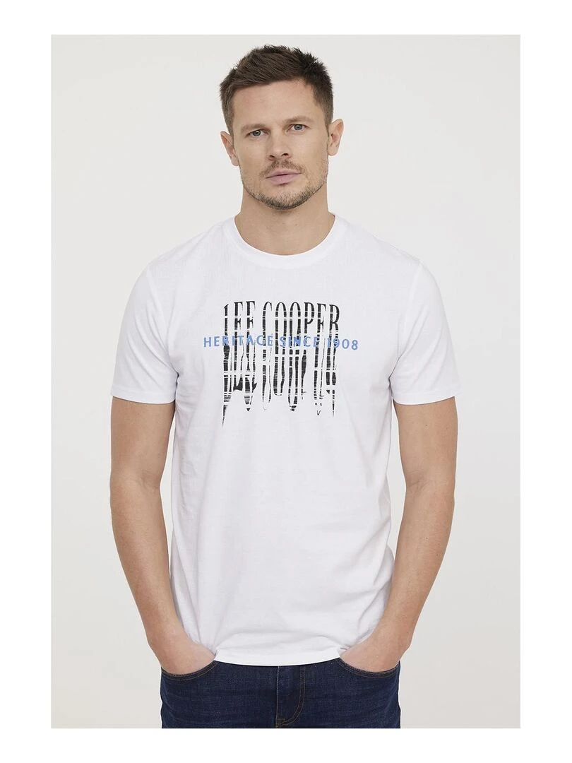 Lee Cooper   T shirt manches courtes coton regular AVALO   Blanc