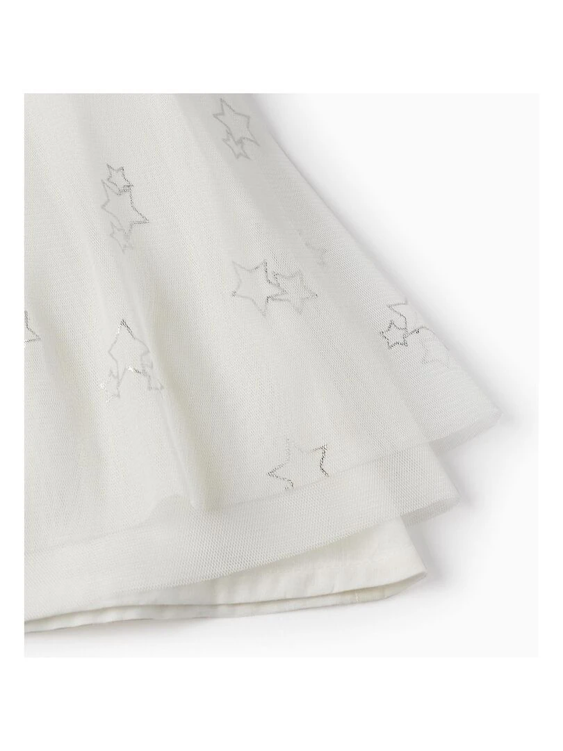 Robe en tulle et coton pour fille 'Special Days   Stars' manches courtes CÉRÉMONIE   Blanc