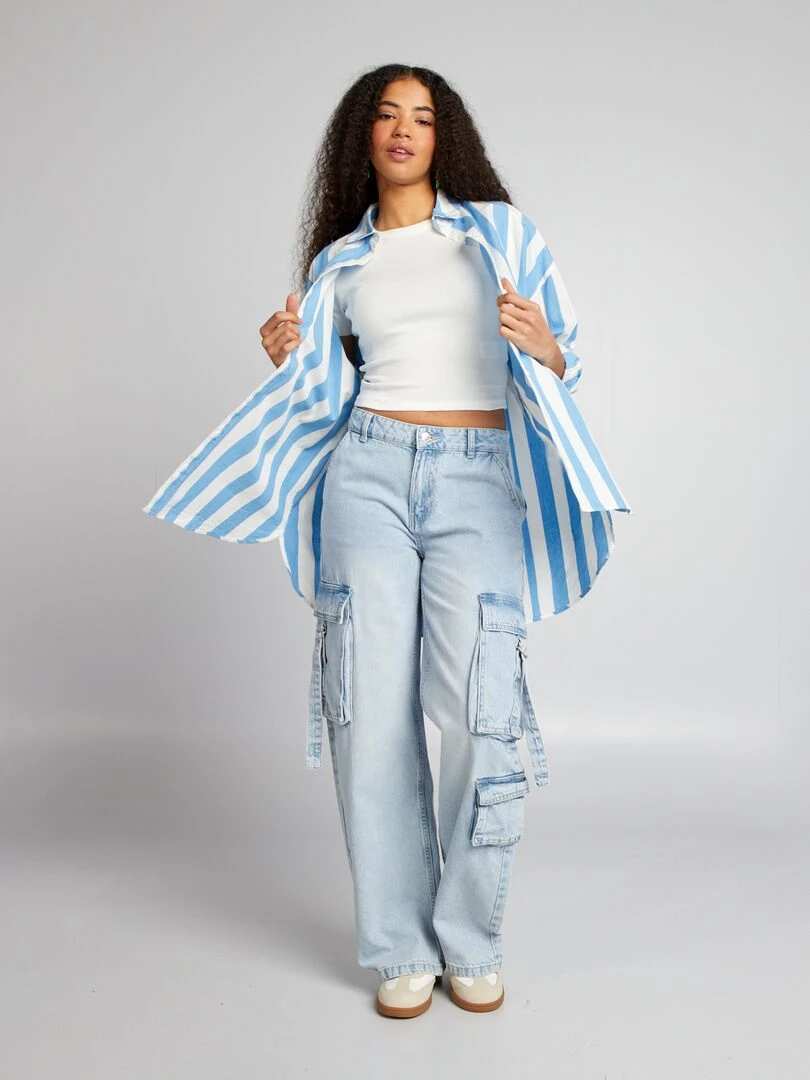 T shirt cropped manches courtes blanc
