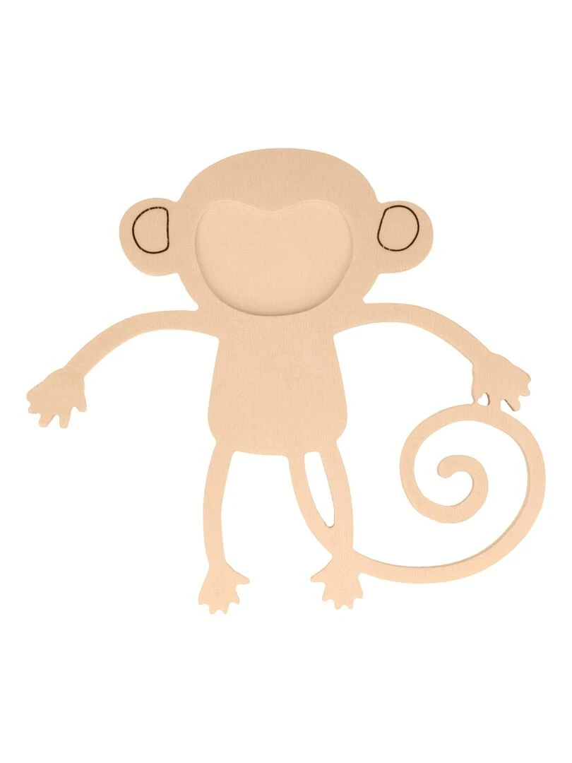 Cadre photo en bois en forme de singe Beige