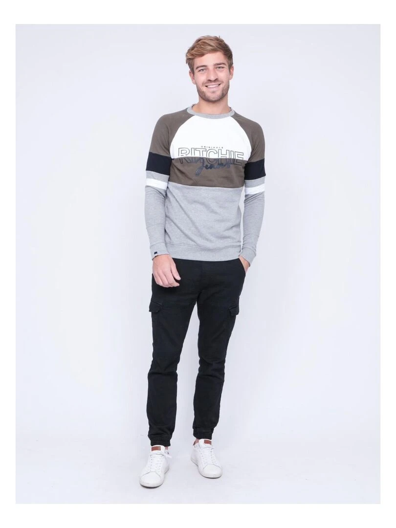 Sweat col rond WOLBERT   Kaki