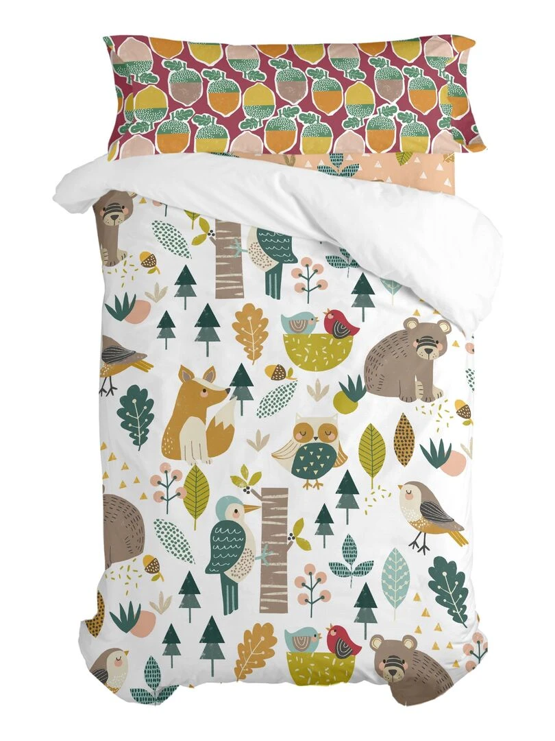 Parure housse de couette 2 pièces Harvestwood "Happyfriday"   Blanc Jaune