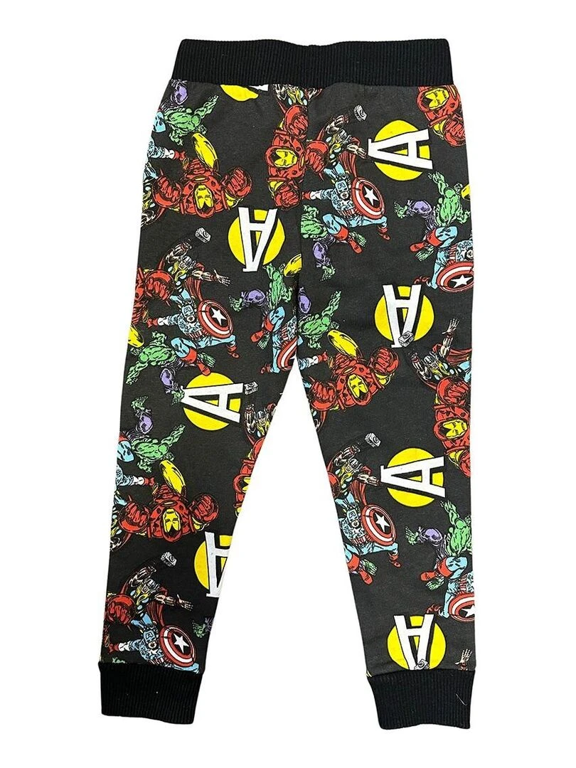 Avengers Pantalon De Jogging garçon imprimé Avengers en coton Noir