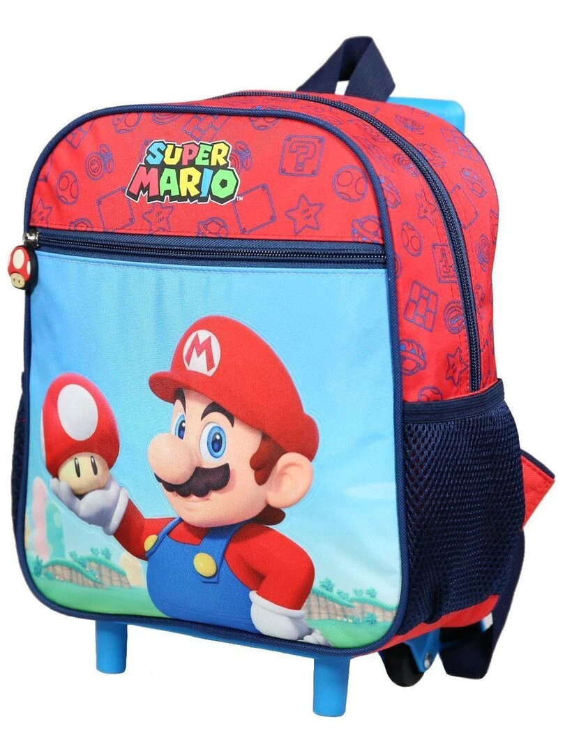 Sac à dos à roulettes 28 cm Super Mario Jeu Vidéo Rouge et Bleu Bagtrotter Multicolore