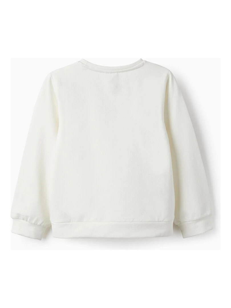 Sweat en coton gratté pour fille 'Flores' SPRING BEGINS Blanc