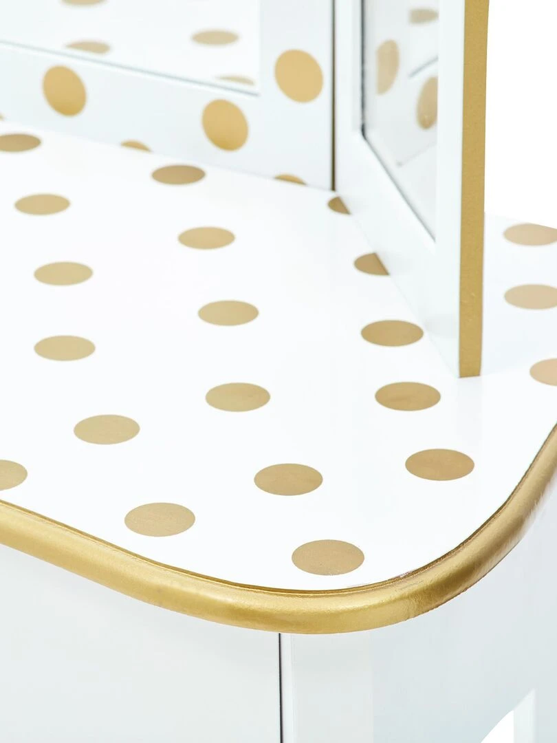 Coiffeuse enfant en bois avec miroir tabouret blanc or Fantasy Fields Teamson TD 11670M Blanc