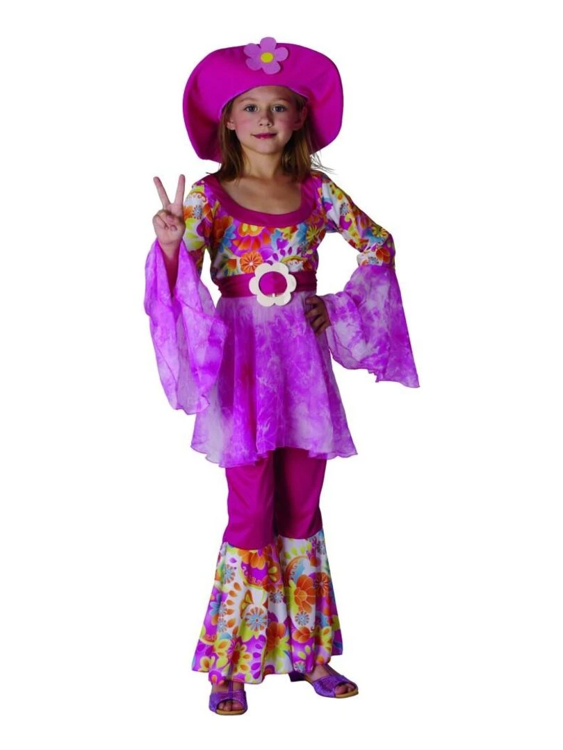 Déguisement Hippie Diva enfant Rose