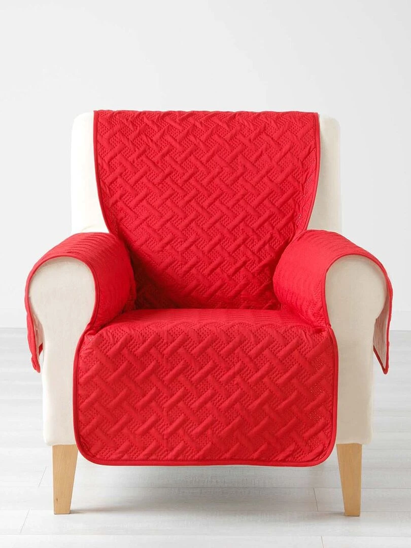 Protège fauteuil matelassé uni Lounge rouge Rouge