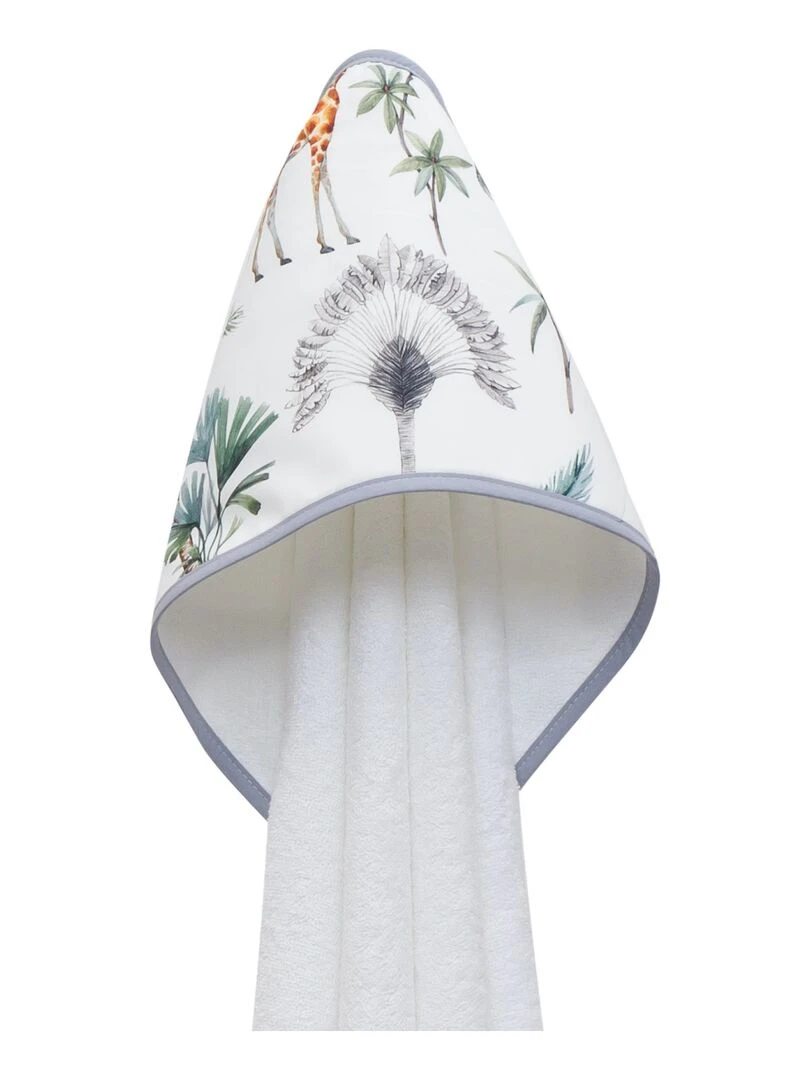 Grande cape de bain en coton et bambou  Safari   Blanc