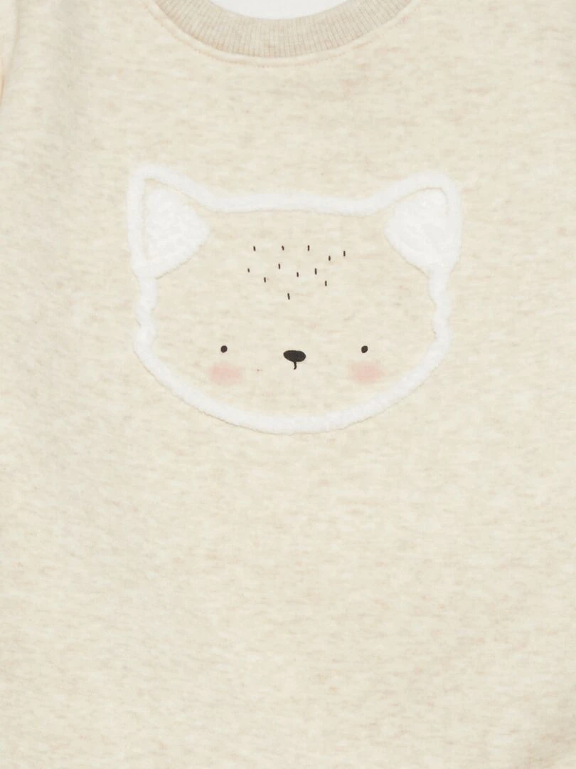 Sweat en molleton avec animation   Toujours + de douceur   Beige