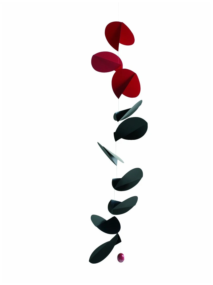 'flensted Mobiles' Turning Leaves Noir Et Rouge Rouge