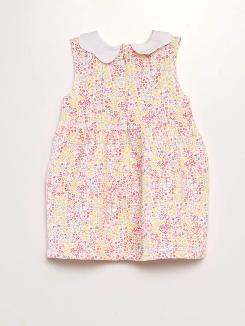 Robe en maille froissée à col claudine Rose