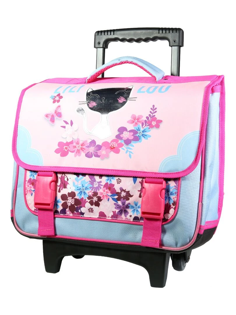 BAGTROTTER Cartable à roulettes 38 cm Lili Lou Chat Rose Rose