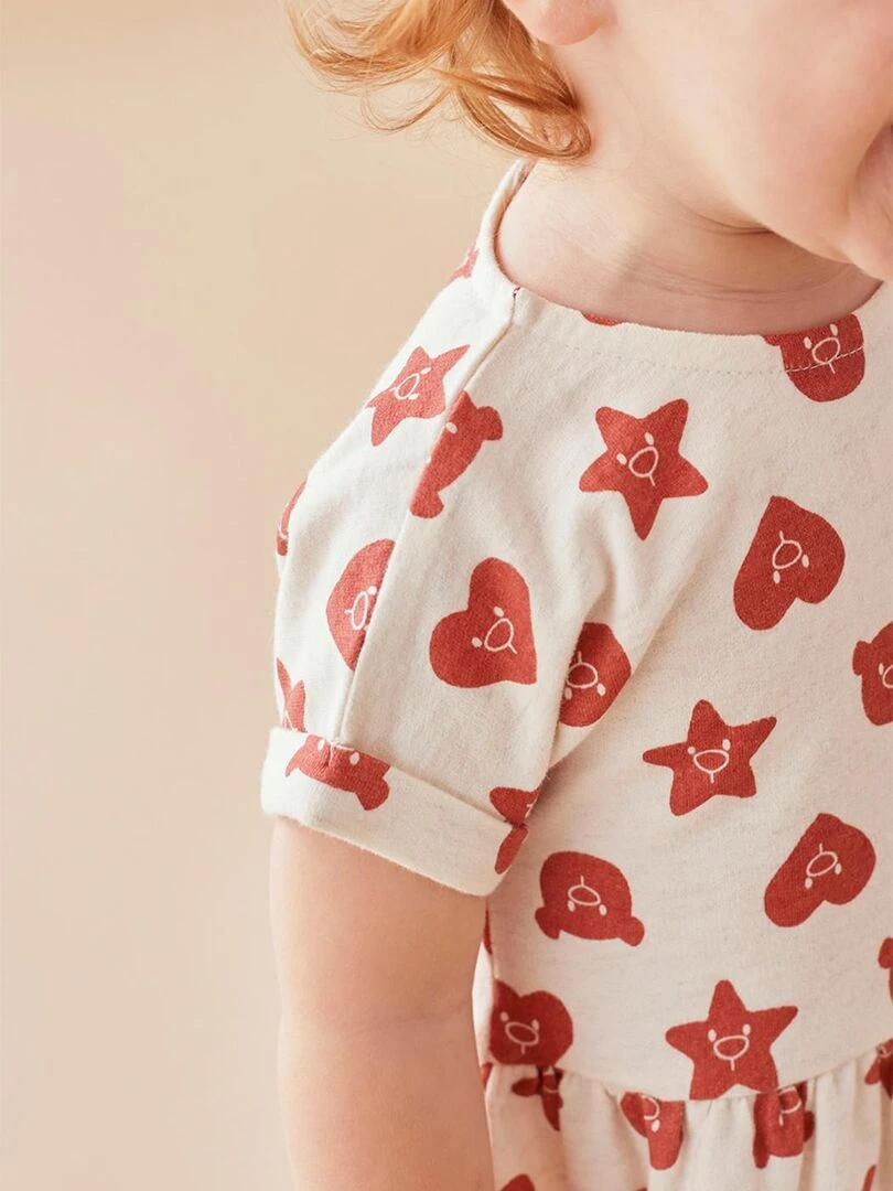 Set robe + legging écru/rouge Noukie's Rouge
