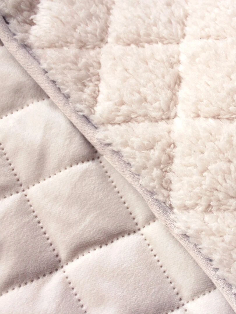 Plaid en velours et sherpa Ecru