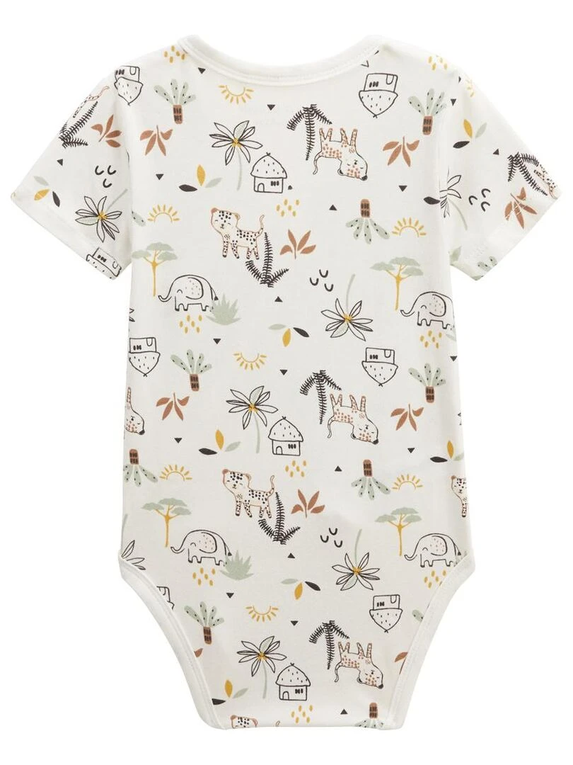 Lot de 2 bodies bébé manches courtes ouverture croisée Yao   Ecru