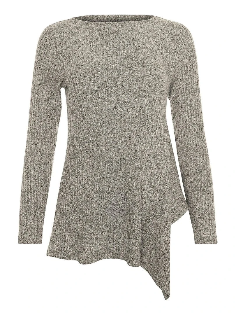 Top asymétrique manches longues Cosy   Gris