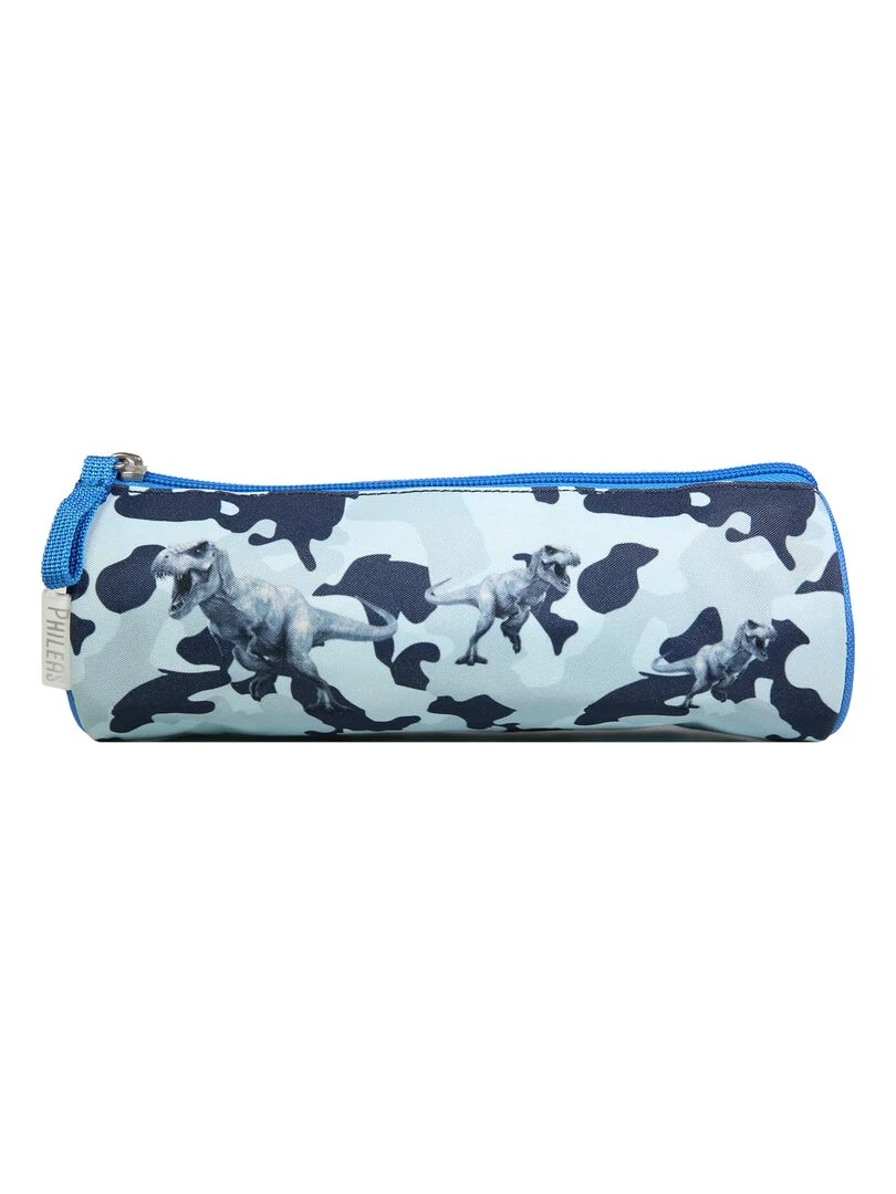 BAGTROTTER Trousse scolaire ronde Phileas Bleue Dino Bleu