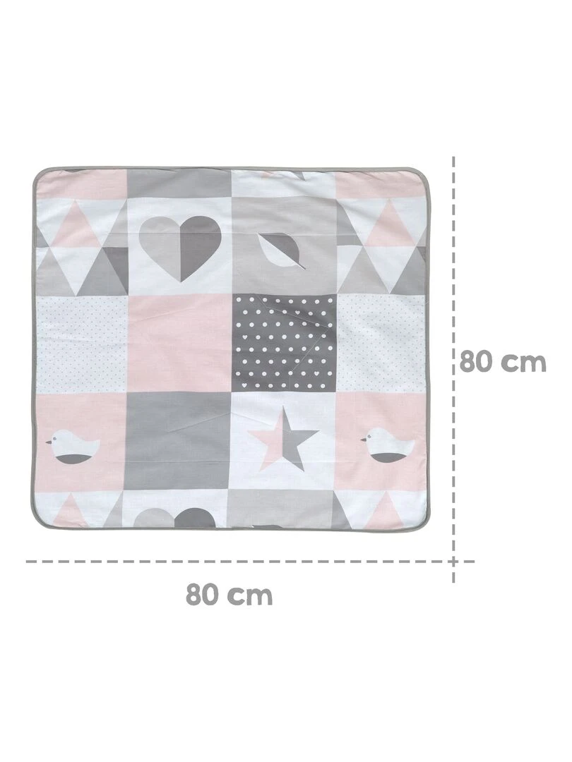 ROBA Couverture de Bébé "Happy Patch"   80 x 80 cm   Rose / Gris   Rose