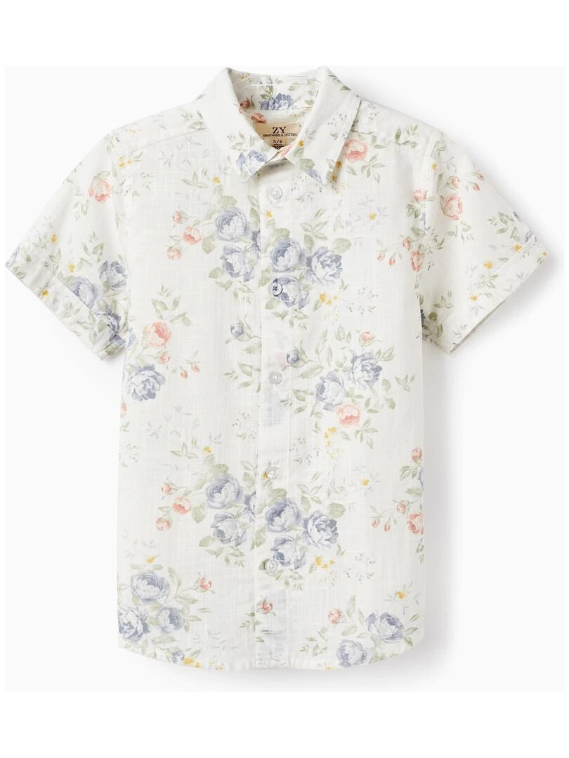 Chemise Florale En Coton Pour Garçon 'B&S' manches courtes BROTHERS&SISTERS Beige clair