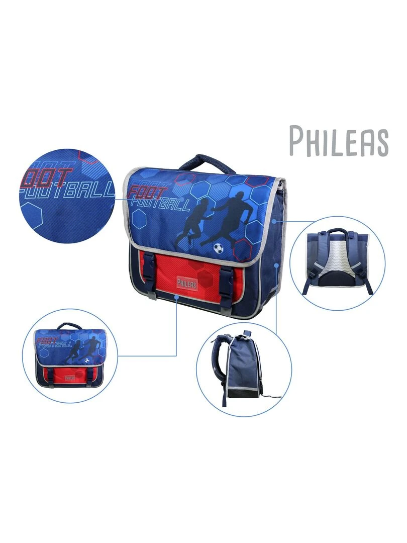 BAGTROTTER Cartable 38 cm Phileas Football Bleu   Système Smart Comfort   Bleu