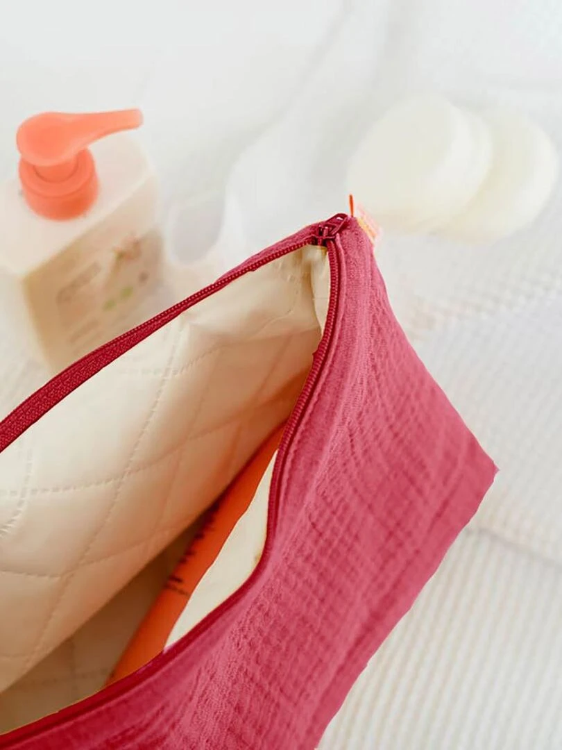 Trousse de Toilette en Coton Bio Fraise   Rouge