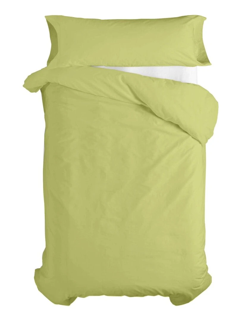 Parure housse de couette 2 pièces Basic "Happyfriday" Vert olive