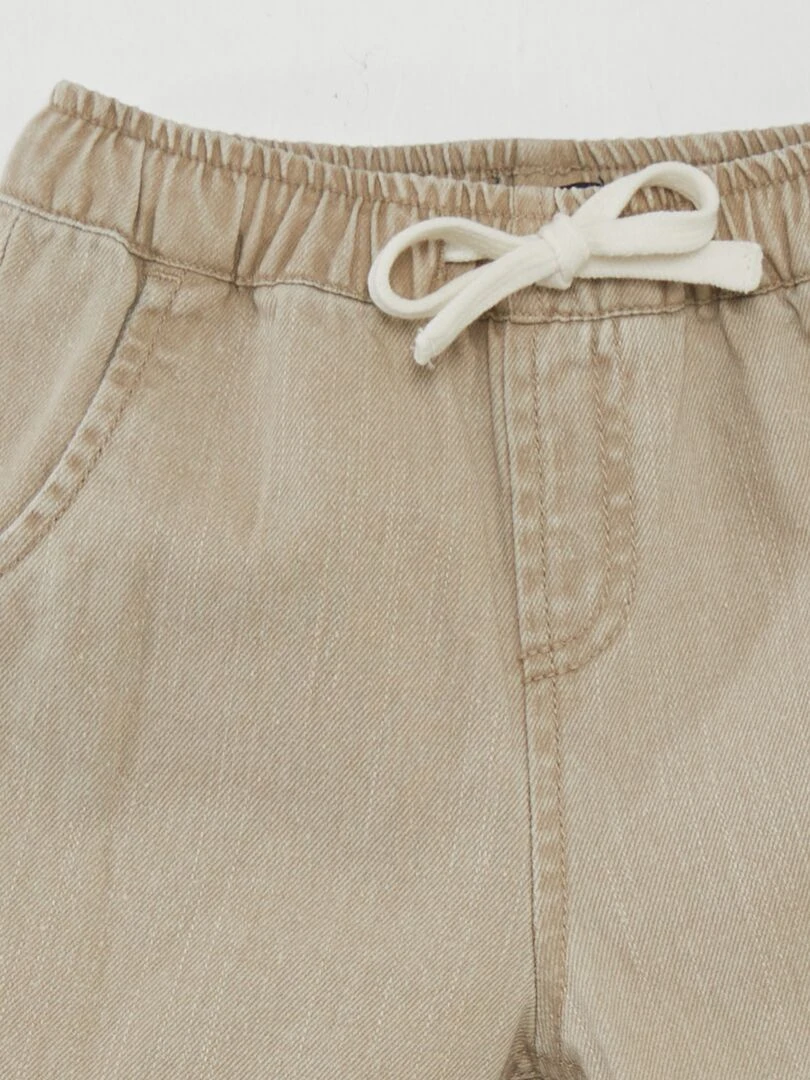 Pantalon paperbag en jean   Beige
